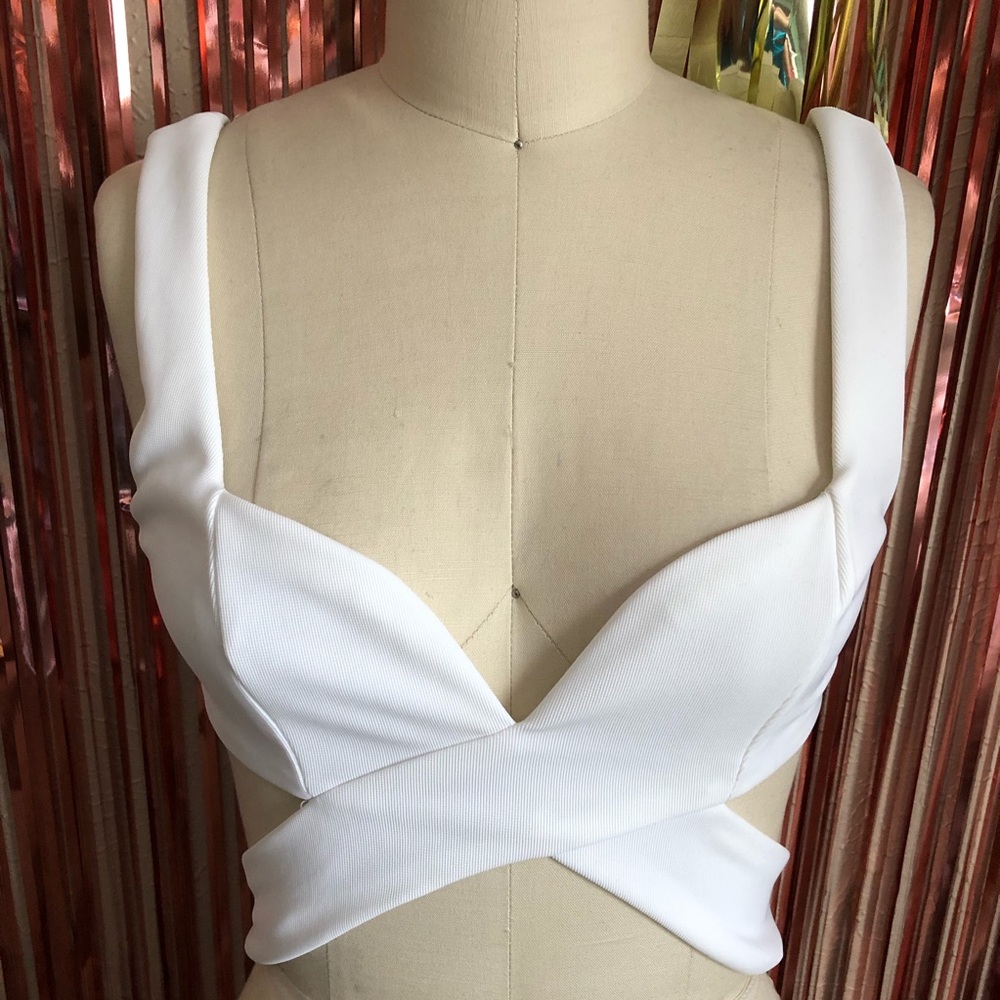 White Cutout Crop Top